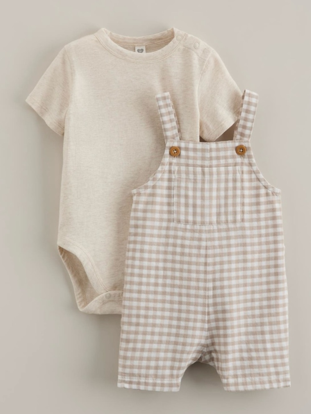 Nordstrom Beige and White Gingham Kids Overalls
